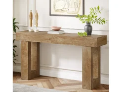 Tribesigns Mesa de console retangular com 160 cm de comprimento, Mesa baixa atrás do sofá para entrada (Natural)^ Consola