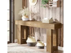 Tribesigns Mesa de console retangular com 160 cm de comprimento, Mesa baixa atrás do sofá para entrada (Natural)^ Consola