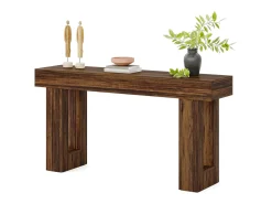 Hot Tribesigns Mesa de console retangular com 160 cm de comprimento, mesa baixa atrás do sofá, mesa de granja para entrada, corredor, sala ( rústico) Castanho