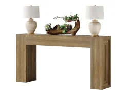 Sale Tribesigns Mesa de console retangular com 160 cm de comprimento, mesa de entrada retangular atrás do sofá Castanho