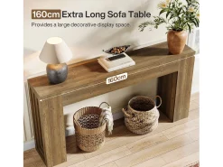 Sale Tribesigns Mesa de console retangular com 160 cm de comprimento, mesa de entrada retangular atrás do sofá Castanho