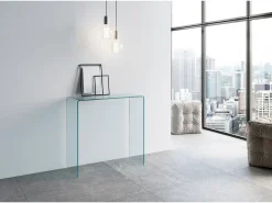 Discount ITAMOBY Mesa de console Smalle em vidro curvado 100x40x80 cm Transparente