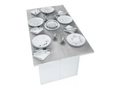 Consola| Mesa de console Tavolo, dobrável, fosco/cimento, 77/75x120x35x70 cm Branco