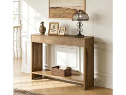 Tribesigns Mesa de Console para Atrás do Sofá 105cm, Mesa Pequena Rustica de 2 Andares com Prateleiras de Armazenamento^ Consola