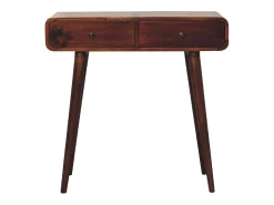 Outlet Mesa de corredor curvada em castanho Artisan Furniture, 2 gavetas, castanho Castanho chocolate