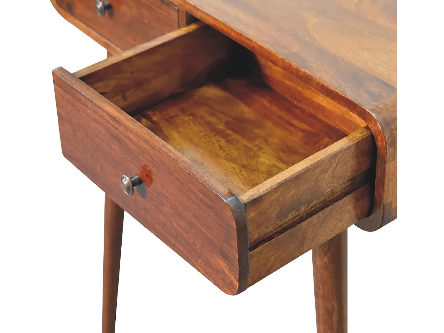 Outlet Mesa de corredor curvada em castanho Artisan Furniture, 2 gavetas, castanho Castanho chocolate