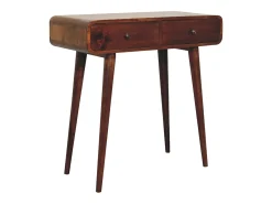 Outlet Mesa de corredor curvada em castanho Artisan Furniture, 2 gavetas, castanho Castanho chocolate