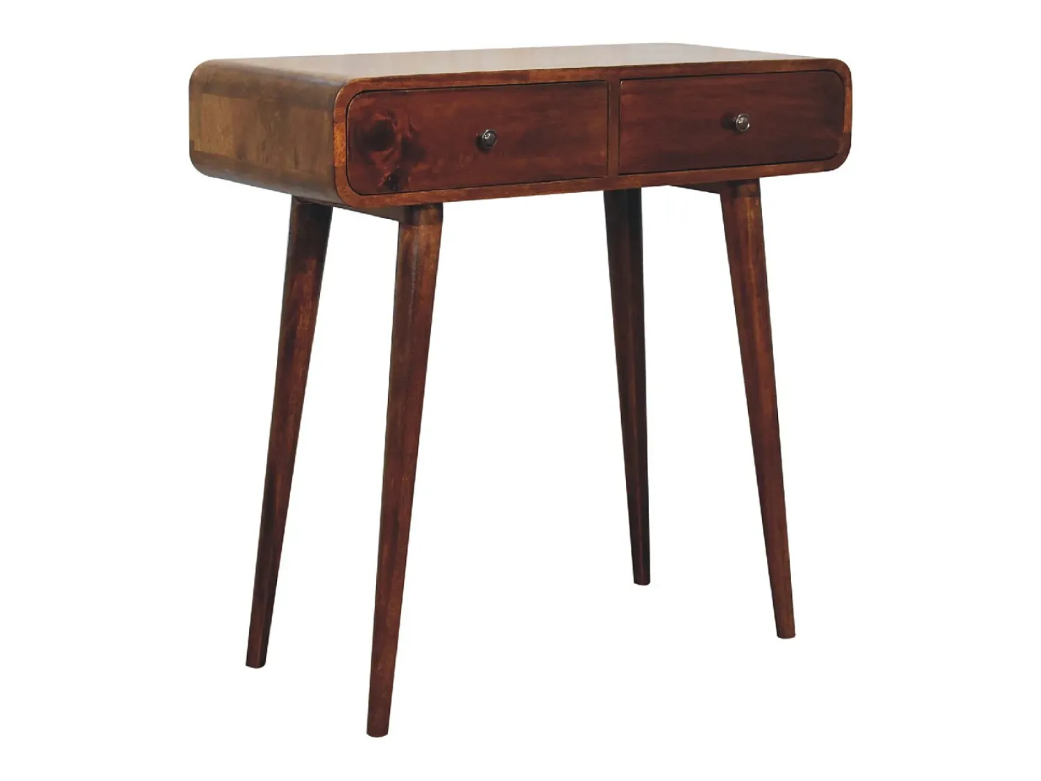 Outlet Mesa de corredor curvada em castanho Artisan Furniture, 2 gavetas, castanho Castanho chocolate