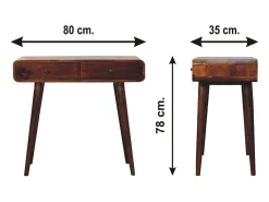 Outlet Mesa de corredor curvada em castanho Artisan Furniture, 2 gavetas, castanho Castanho chocolate