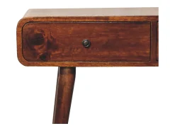 Outlet Mesa de corredor curvada em castanho Artisan Furniture, 2 gavetas, castanho Castanho chocolate