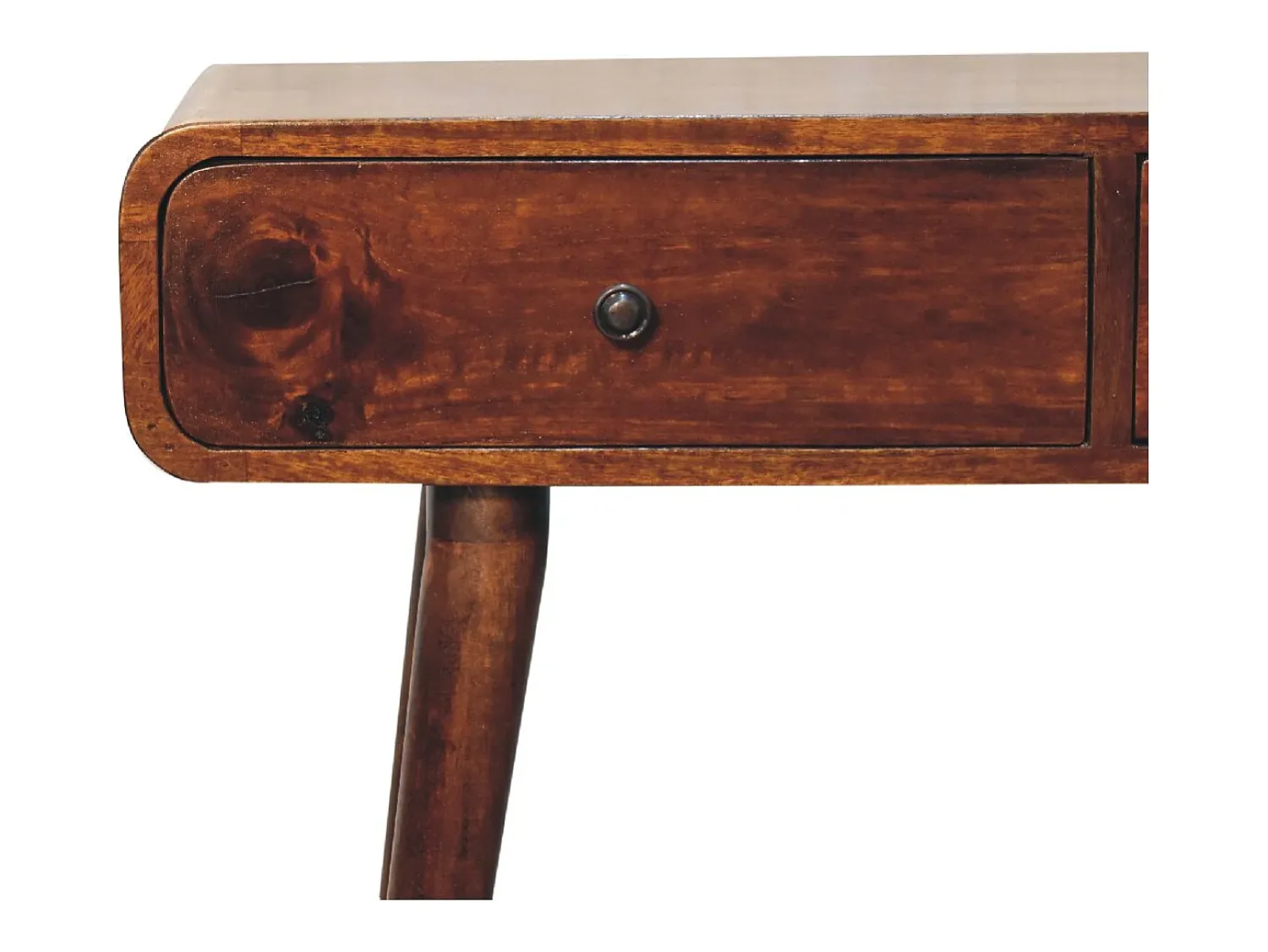 Outlet Mesa de corredor curvada em castanho Artisan Furniture, 2 gavetas, castanho Castanho chocolate