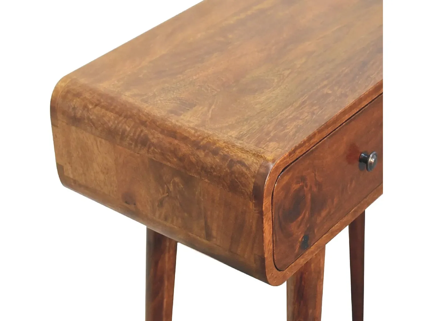 Outlet Mesa de corredor curvada em castanho Artisan Furniture, 2 gavetas, castanho Castanho chocolate