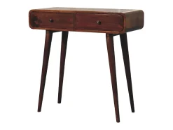 Outlet Mesa de corredor curvada em castanho Artisan Furniture, 2 gavetas, castanho Castanho chocolate
