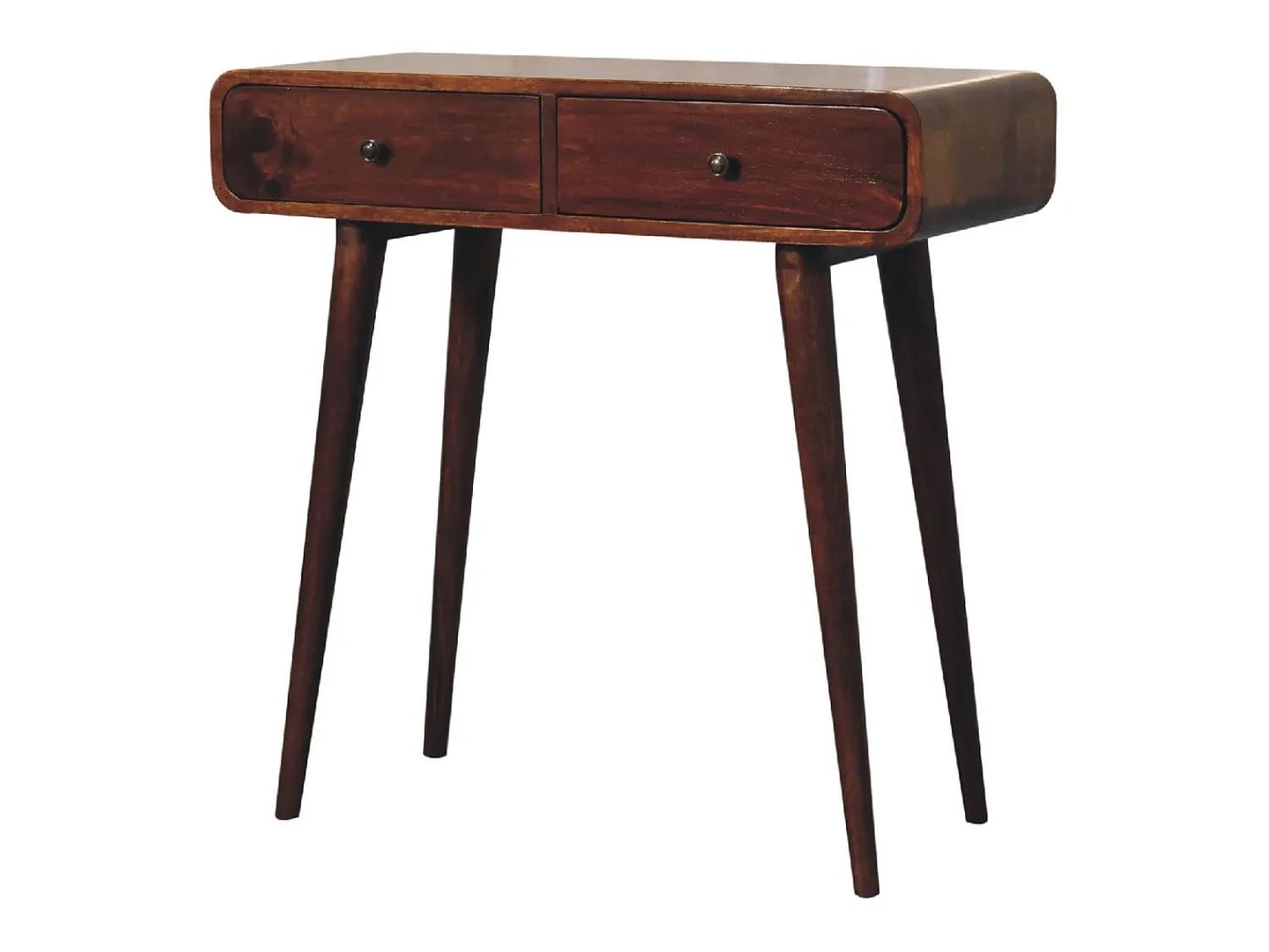 Outlet Mesa de corredor curvada em castanho Artisan Furniture, 2 gavetas, castanho Castanho chocolate