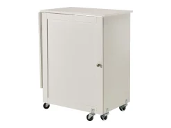 Consola* Mesa de Costura SucceBuy Dobrável com Rodas Bloqueáveis Prateleiras de Armazenamento Bandejas Porta Branco