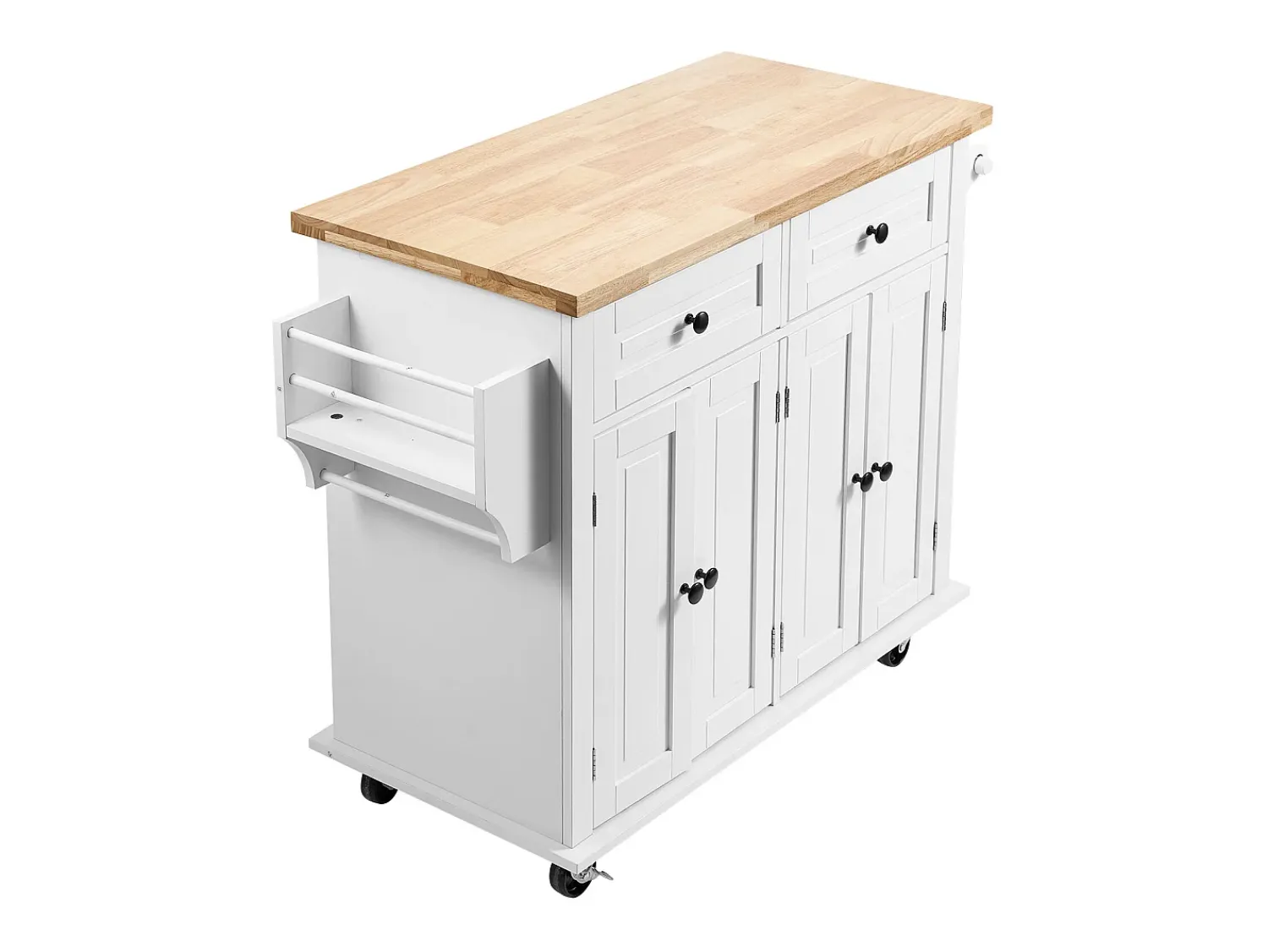 Outlet Mesa de Cozinha com Rodas SucceBuy, 90cm, Armário Rodante de Estocagem com Gaveta e Suporte, Branco