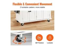 Outlet Mesa de Cozinha com Rodas SucceBuy, 90cm, Armário Rodante de Estocagem com Gaveta e Suporte, Branco