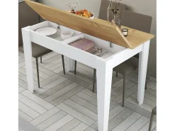 Mesa De Centro|Menzzo Mesa de Cozinha Moderna Kiev 512 - Branco e Carvalho Elegante Castanho