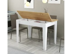 Mesa De Centro|Menzzo Mesa de Cozinha Moderna Kiev 512 - Branco e Carvalho Elegante Castanho