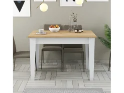 Mesa De Centro|Menzzo Mesa de Cozinha Moderna Kiev 512 - Branco e Carvalho Elegante Castanho
