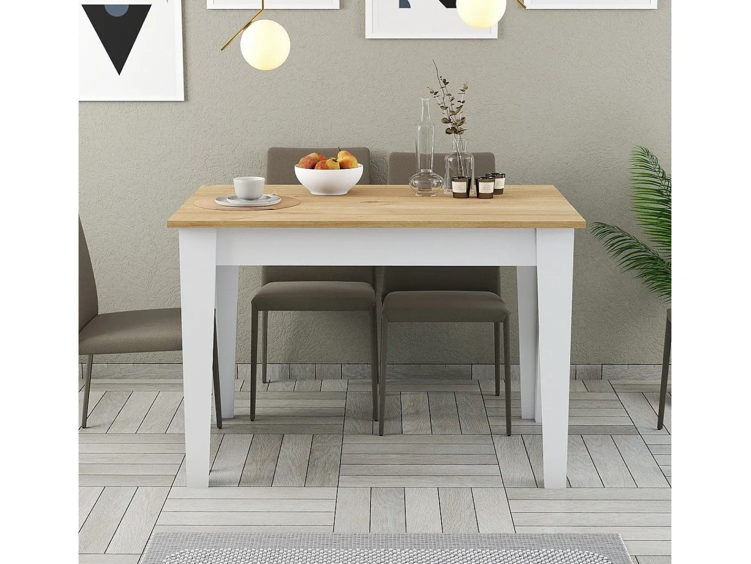 Mesa De Centro|Menzzo Mesa de Cozinha Moderna Kiev 512 - Branco e Carvalho Elegante Castanho