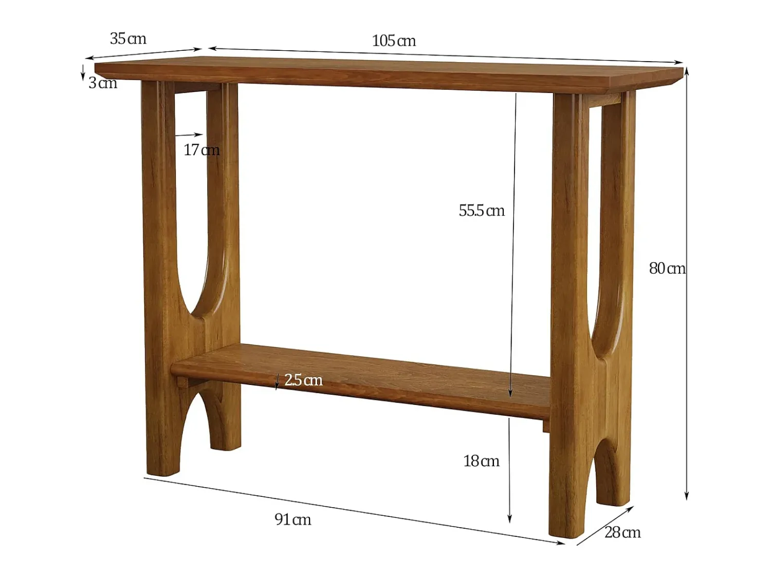 Tribesigns Mesa de entrada de 105 cm com espaço de armazenamento, mesa de corredor moderna de dois andares com pernas de madeira maciça para sala de estar, corredor^ Consola