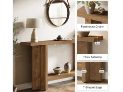 Tribesigns Mesa de entrada de 150 cm, mesa para sofá estreita e longa de dois andares para trás do sofá para sala de estar^ Consola