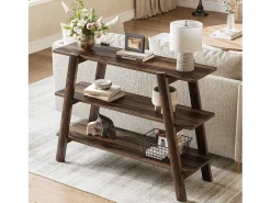 Tribesigns Mesa de entrada de 105 cm, Mesas de console, Mesa para sofá de 3 níveis, estreita e comprida com prateleiras de armazenamento abertas^ Consola
