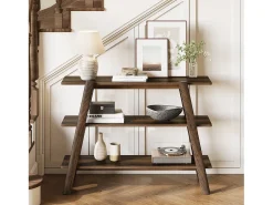 Tribesigns Mesa de entrada de 105 cm, Mesas de console, Mesa para sofá de 3 níveis, estreita e comprida com prateleiras de armazenamento abertas^ Consola