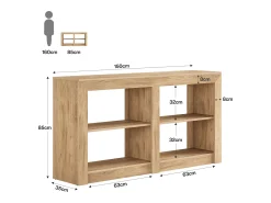 Discount Tribesigns Mesa de Entrada de 150cm com Prateleira de 2 Níveis, Design de Silhueta Retangular, Mesa de Console de Sofá Castanho