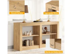 Discount Tribesigns Mesa de Entrada de 150cm com Prateleira de 2 Níveis, Design de Silhueta Retangular, Mesa de Console de Sofá Castanho