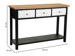 Mesa de entrada de madeira com 3 gavetas^ Consola