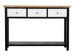 Mesa de entrada de madeira com 3 gavetas^ Consola