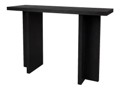 mesa de entrada de madeira preta^ Consola
