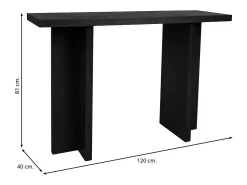 mesa de entrada de madeira preta^ Consola