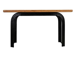 mesa de entrada de madeira preta Preto