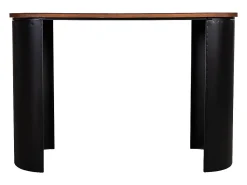 mesa de entrada de madeira preta^ Consola