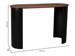 mesa de entrada de madeira preta^ Consola