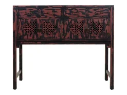 mesa de entrada de madeira preta^ Consola