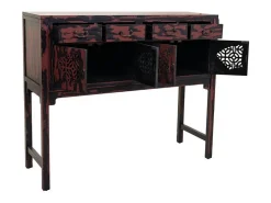 mesa de entrada de madeira preta^ Consola
