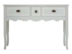 Consola* Mesa de entrada de madeira com 3 gavetas, cinza Branco