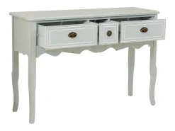 Consola* Mesa de entrada de madeira com 3 gavetas, cinza Branco