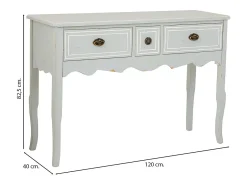 Consola* Mesa de entrada de madeira com 3 gavetas, cinza Branco