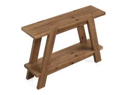 Consola*Tribesigns Mesa de entrada de madeira maciça de 110 cm, Mesa de console rústica de 2 níveis com armazenamento Castanho