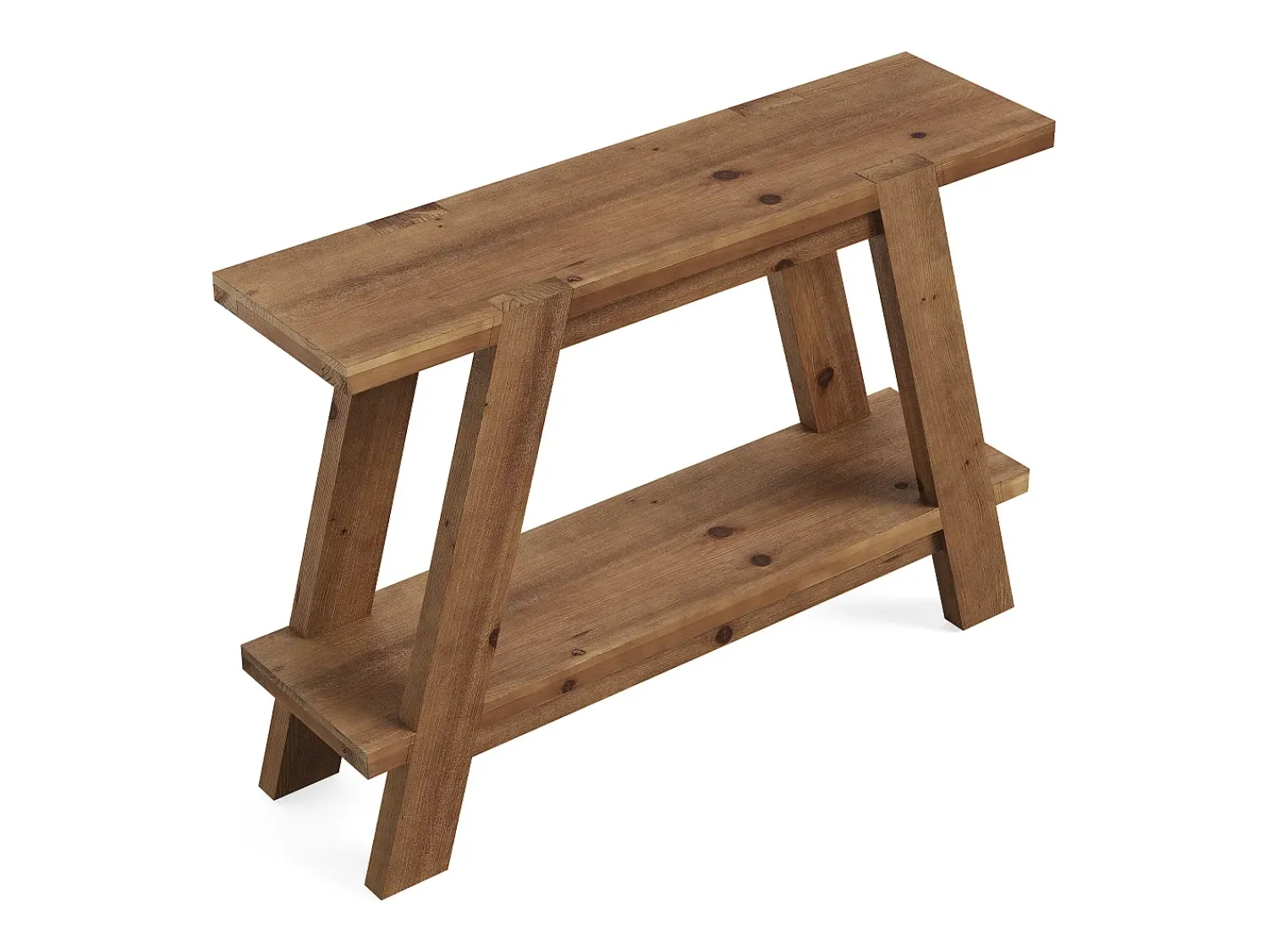 Consola*Tribesigns Mesa de entrada de madeira maciça de 110 cm, Mesa de console rústica de 2 níveis com armazenamento Castanho