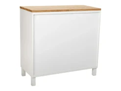 Mesa de entrada de madeira com 2 gavetas e 2 portas, branca.^ Consola