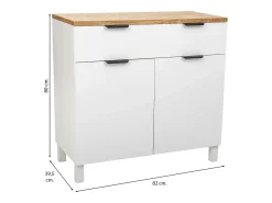 Mesa de entrada de madeira com 2 gavetas e 2 portas, branca.^ Consola