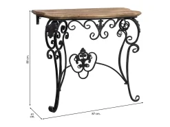 Mesa de entrada em madeira e metal com acabamento envelhecido^ Consola