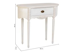 Mesa de entrada em madeira envelhecida laqueada branca com 1 gaveta.^ Consola