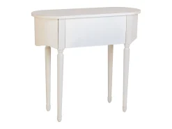 Mesa de entrada em madeira envelhecida laqueada branca com 1 gaveta.^ Consola
